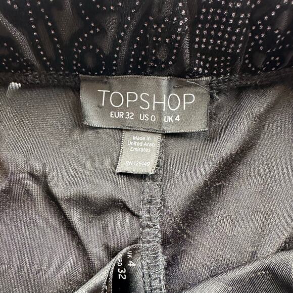 TopShop Burn Out Velvet Black Leggings Sheer Paisley Pattern Size 0 - Picture 9 of 10